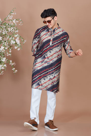 Black Bandani Print Long Kurta