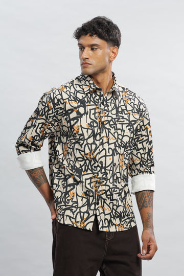 Printed Cream Full Sleeves Shirt