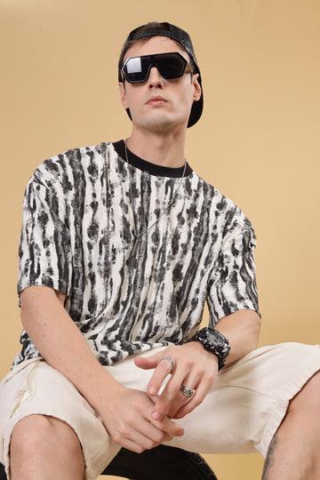 White Printed Ripped T-shirt