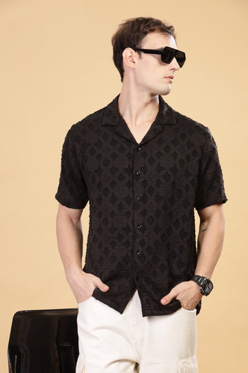 Abstract Textured Black Shirt