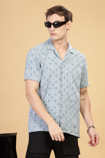 Abstract Textured Mint Blue Shirt