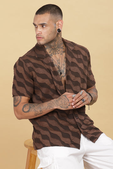 Wave Textured Brown Shirt
