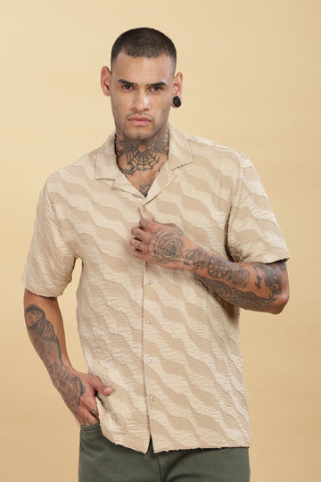 Wave Textured Beige Shirt