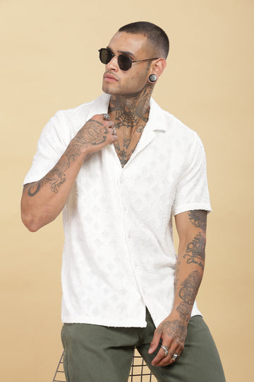 Abstract Textured White Shirt