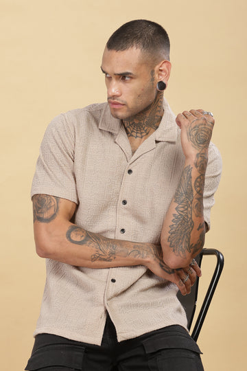 Vintage Textured Beige Shirt