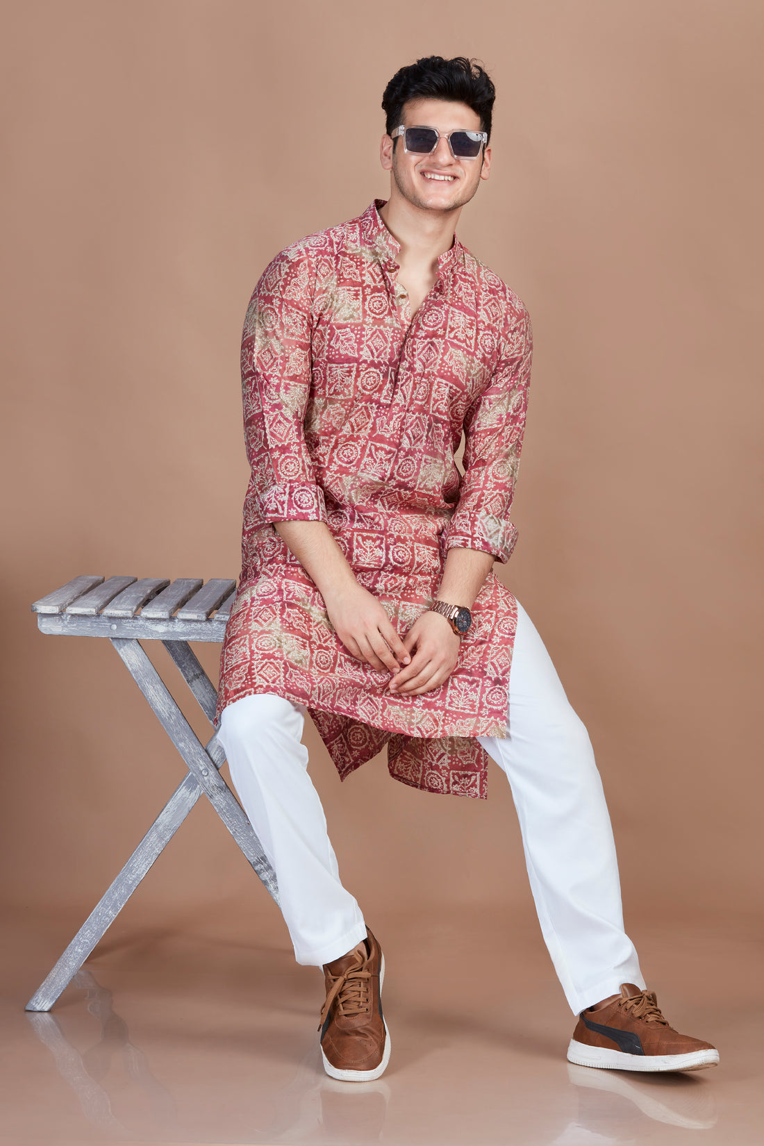 Onion Abstract Print Long Kurta