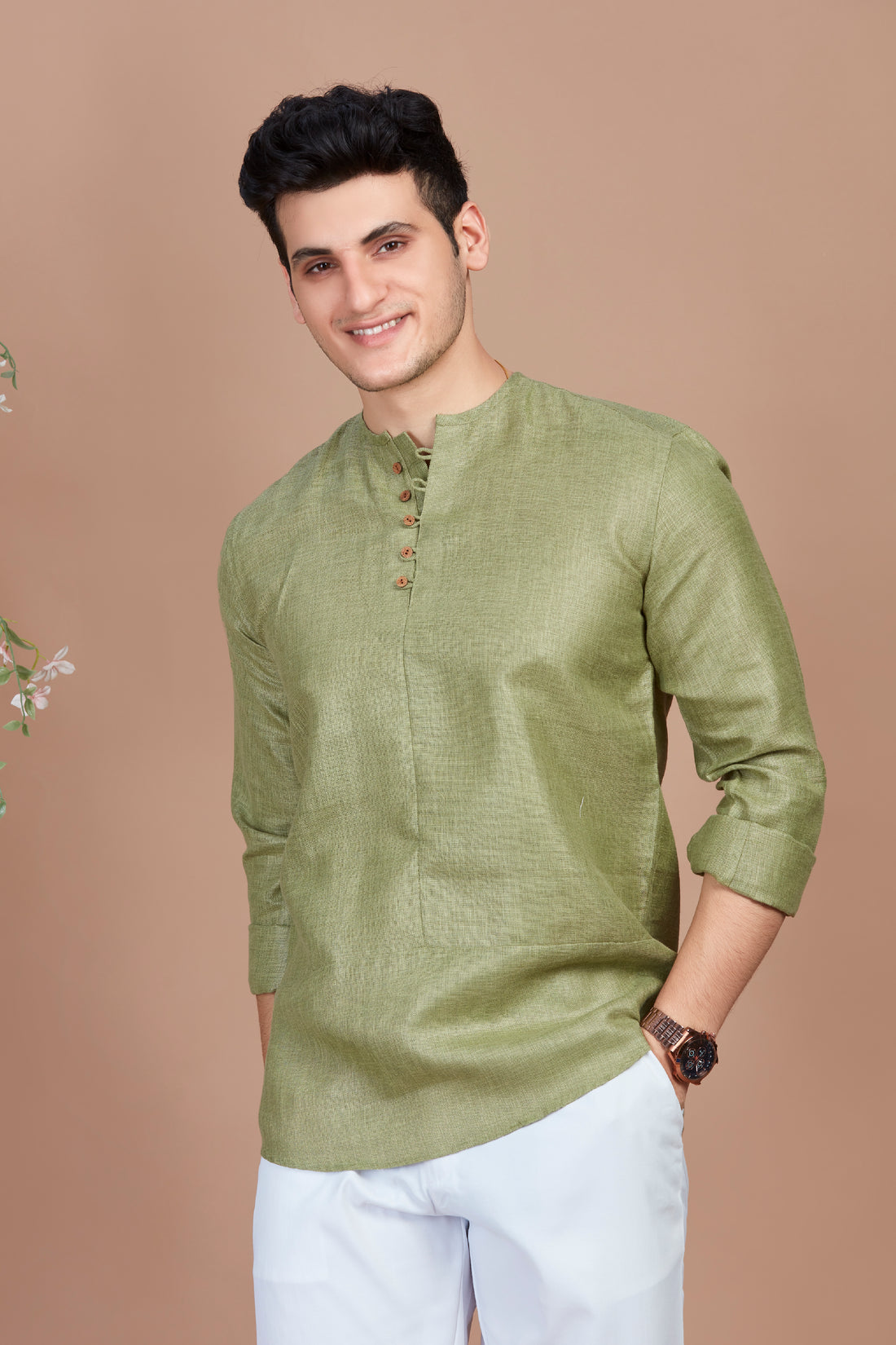 Bamboo Green Short Kurta