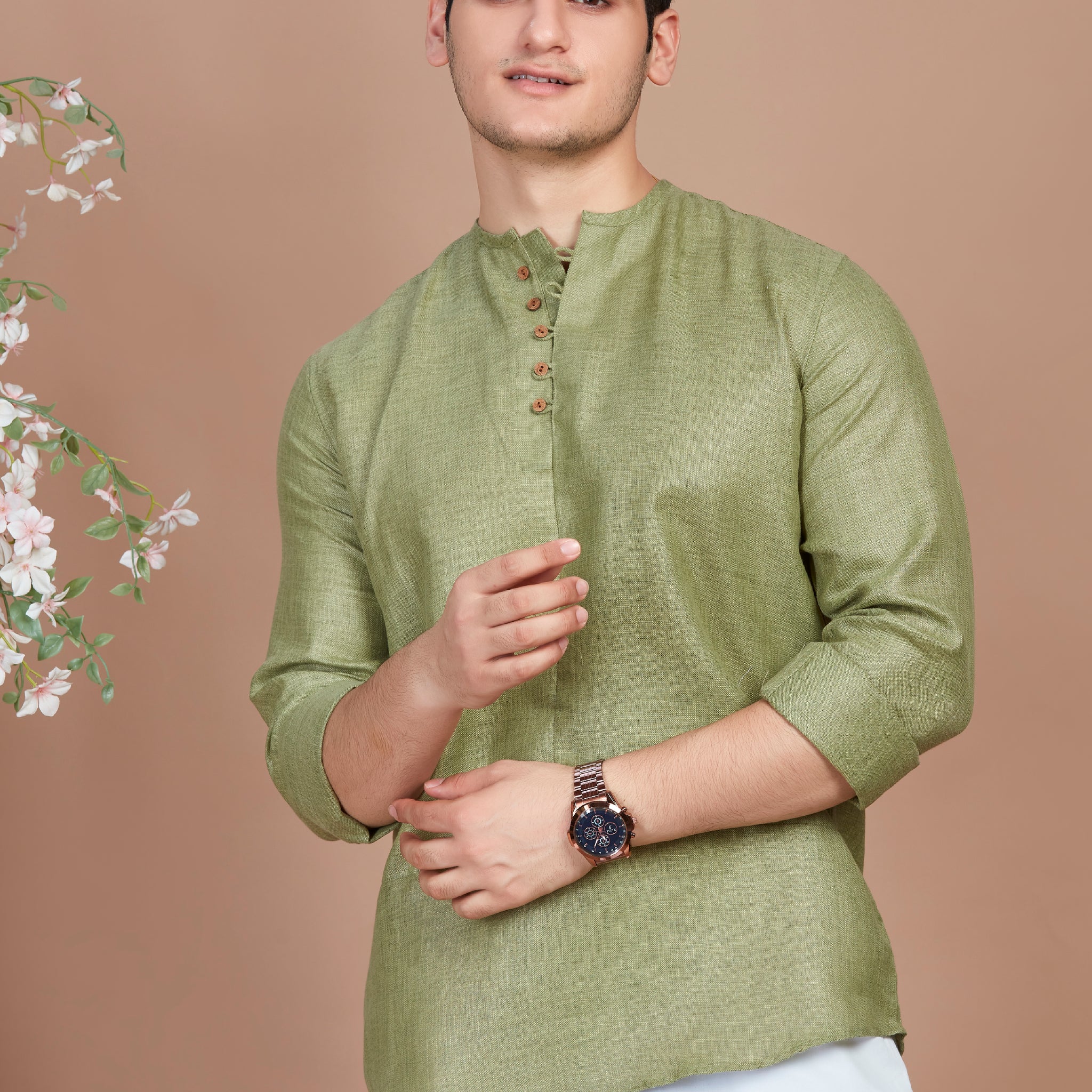 Bamboo Green Short Kurta