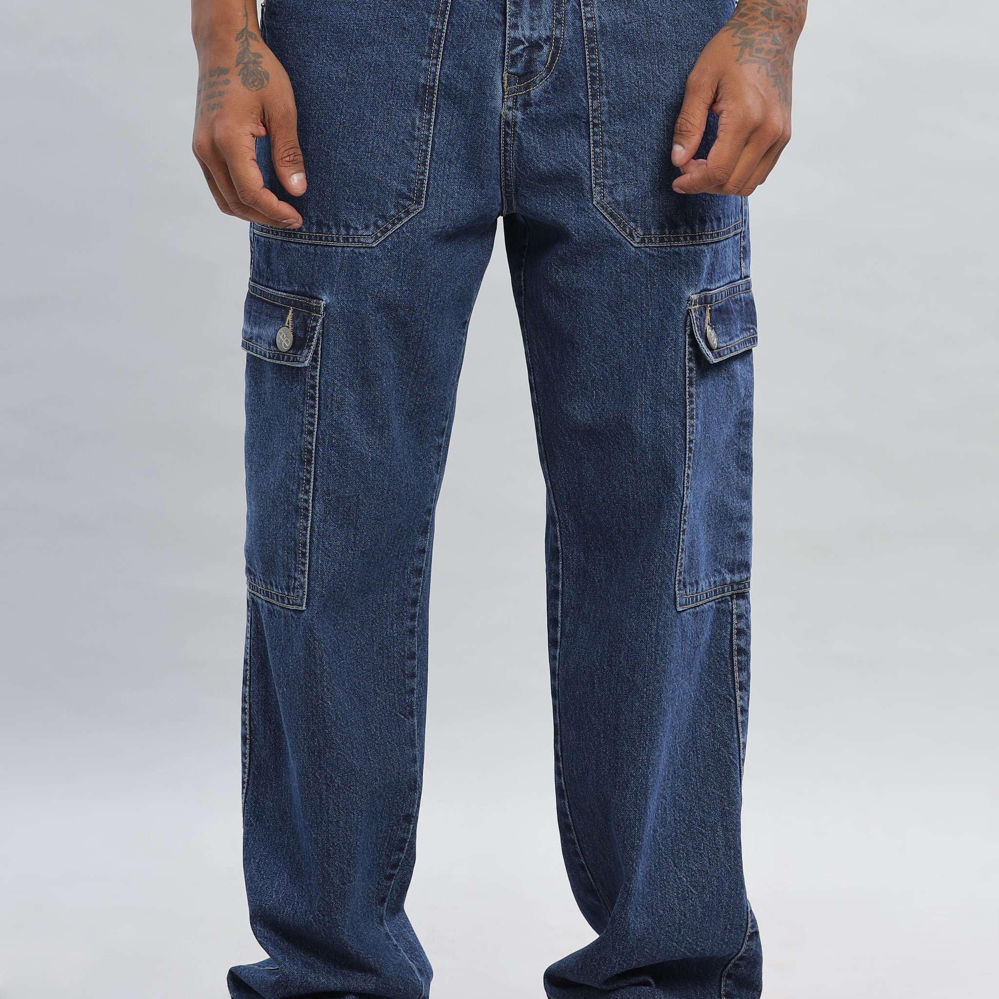 Dark Blue Baggy Denim Cargo