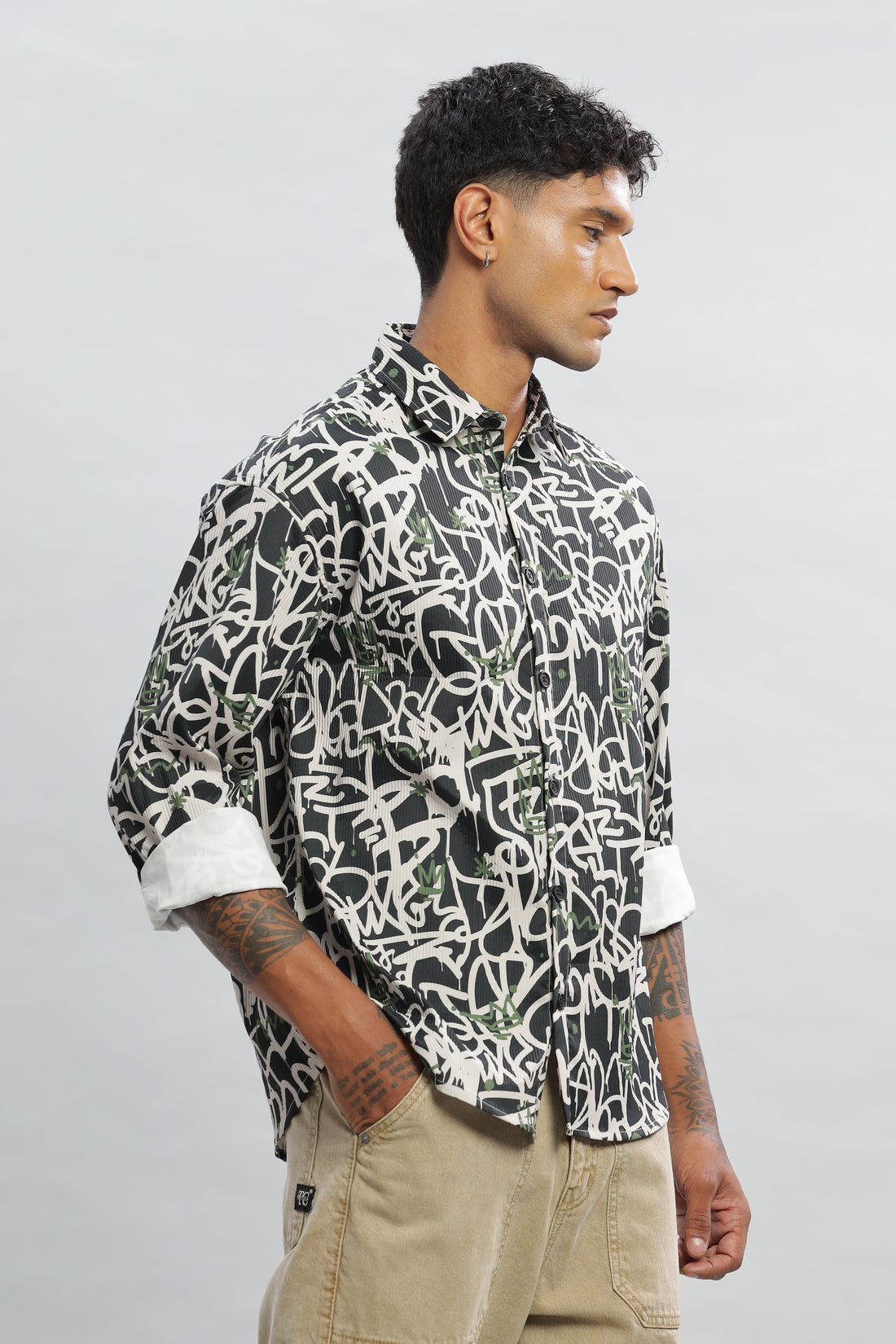 Printed Black Full Sleeves Shirt