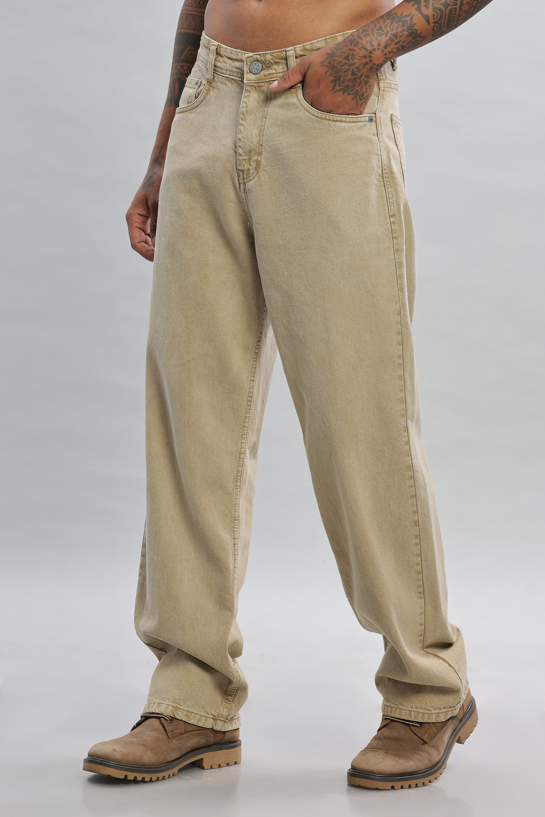 Beige Relax Fit Jeans