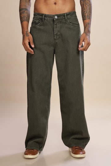 Olive Wide Leg Jeans