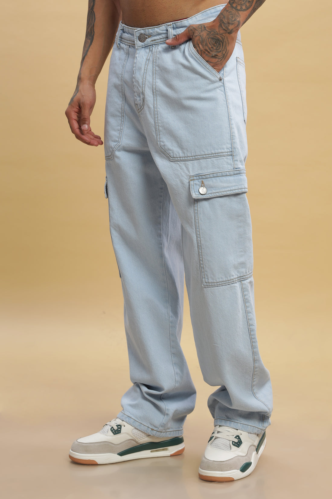 Light Blue Baggy Denim Cargo