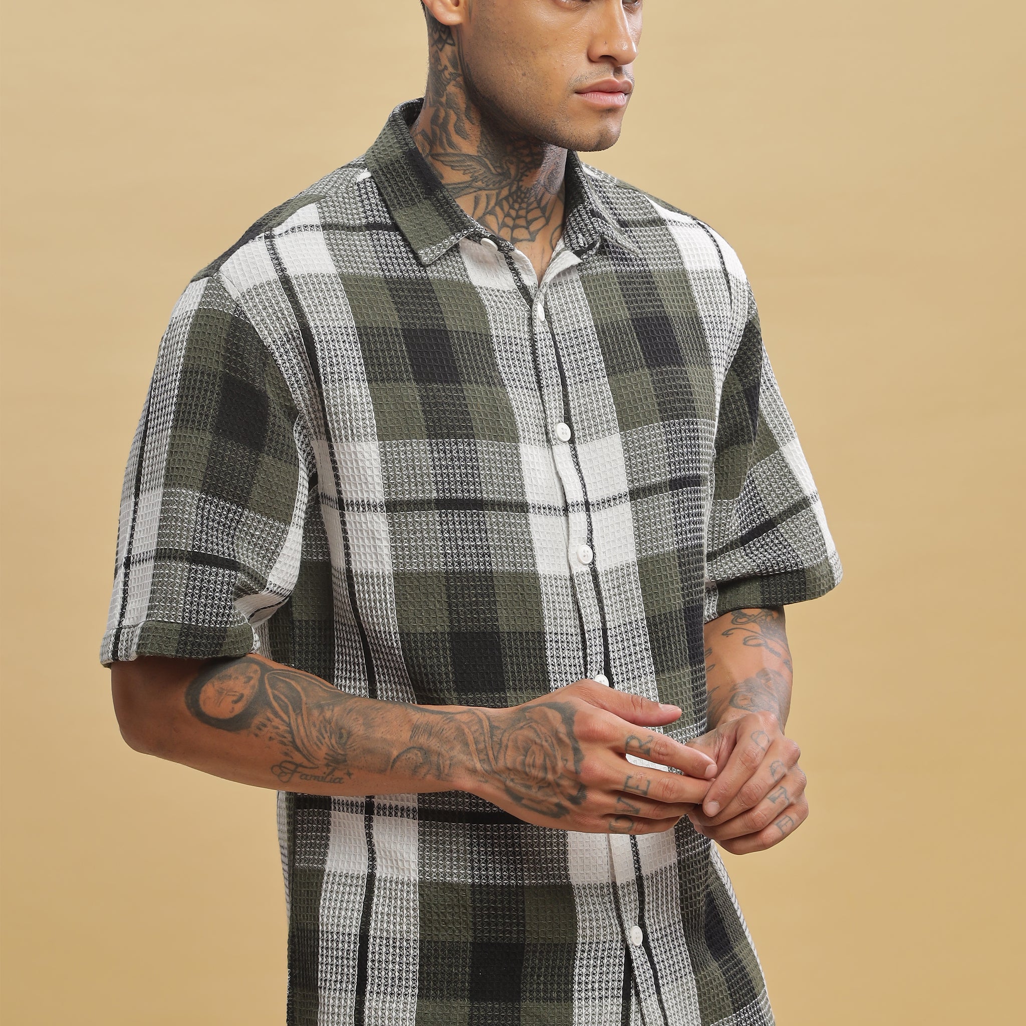 Green Checks Half Sleeve Shirt