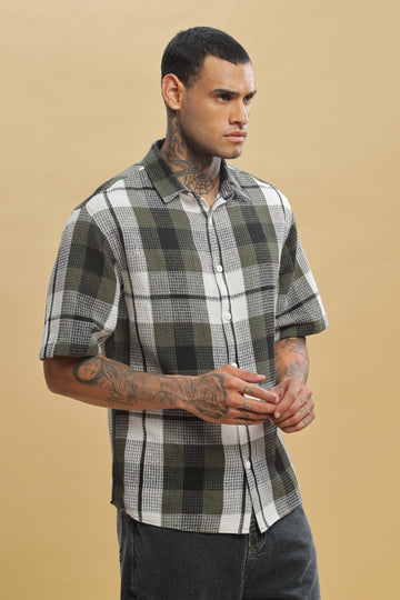 Green Checks Half Sleeve Shirt