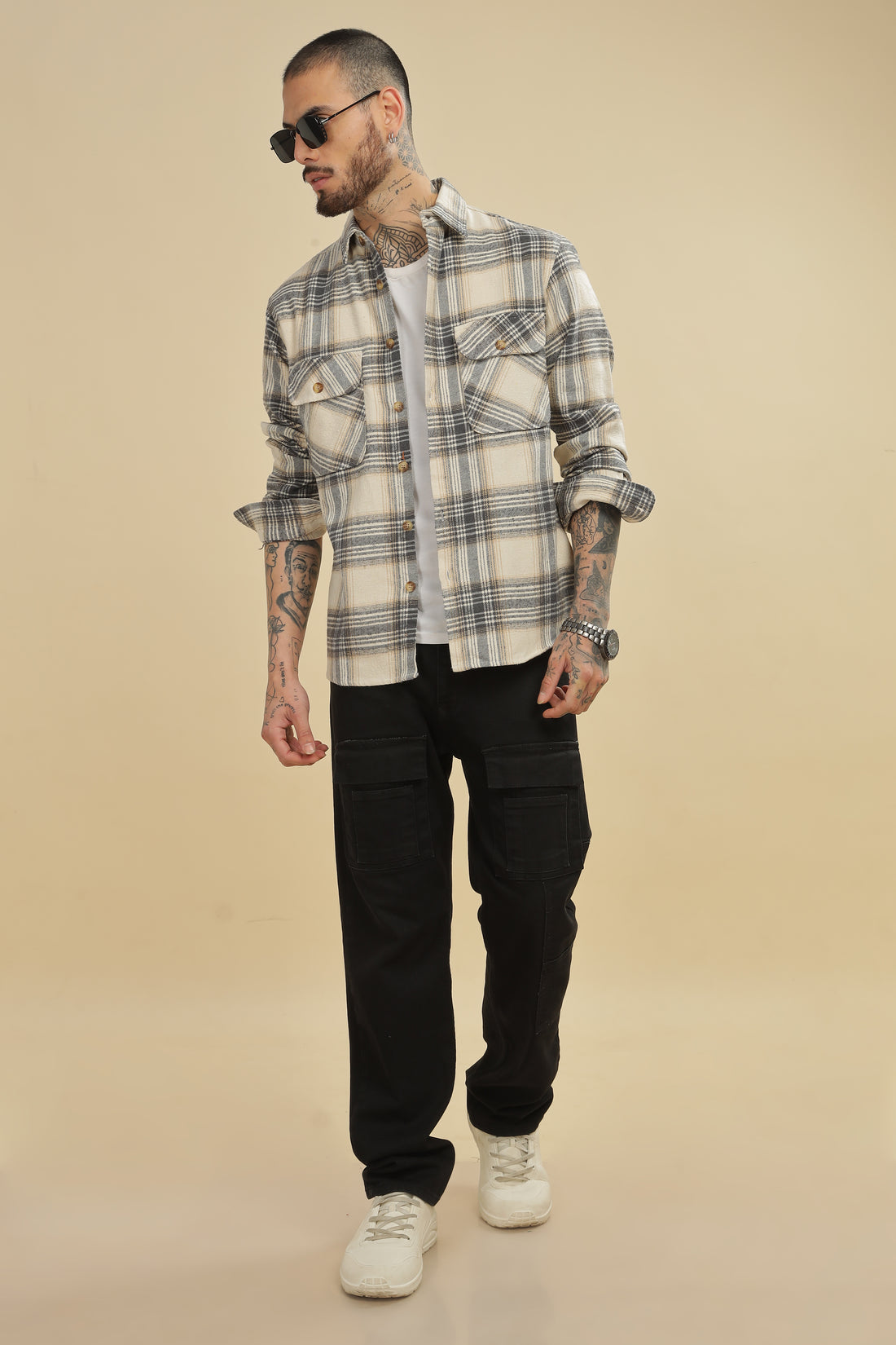 Beige Flannel shirt