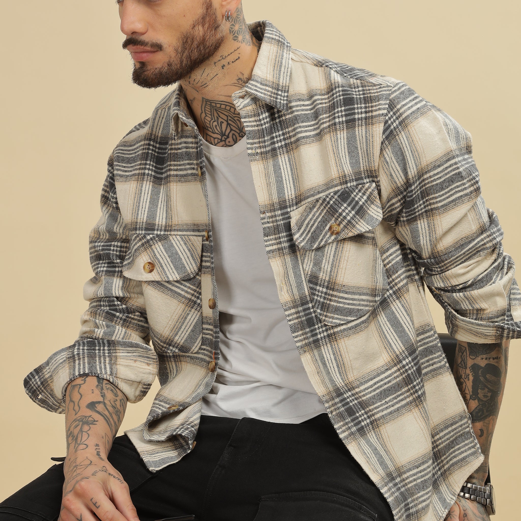 Beige Flannel shirt