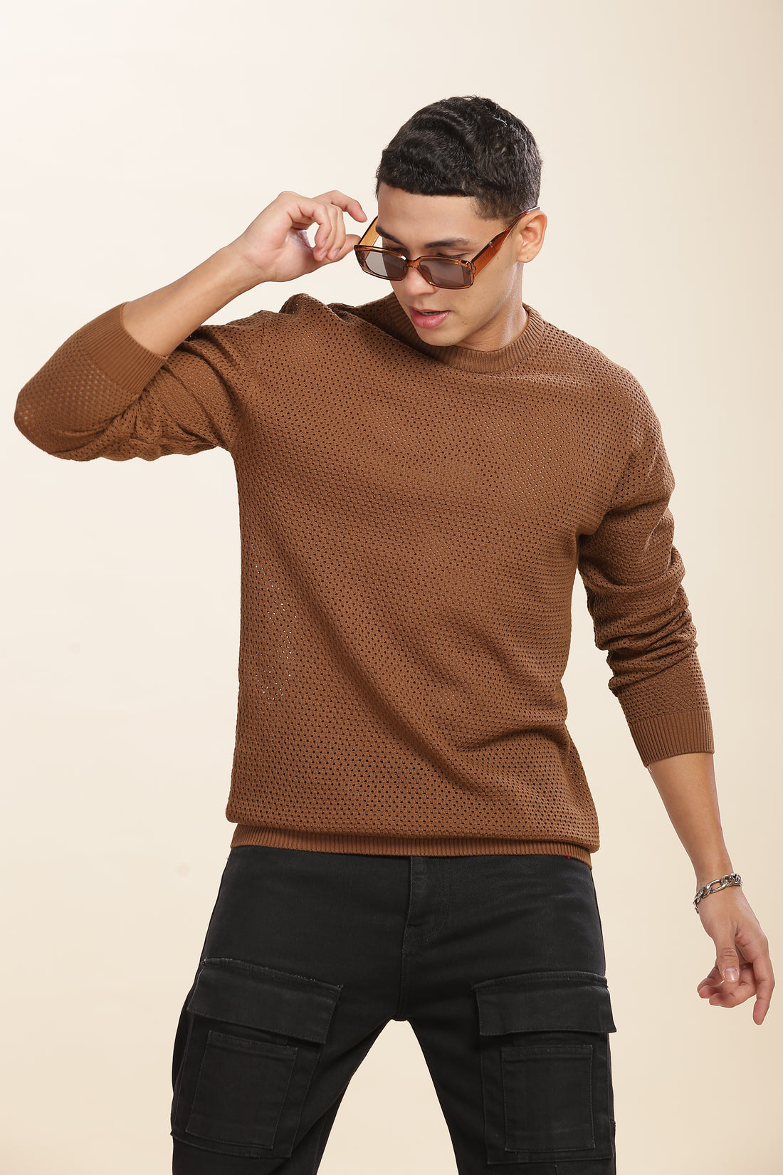 Knitted Crochet Brown