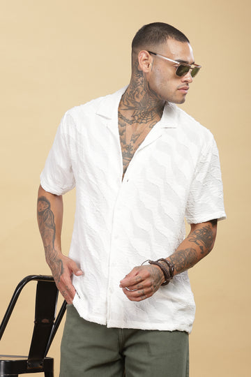 Wave Textured White Shirt