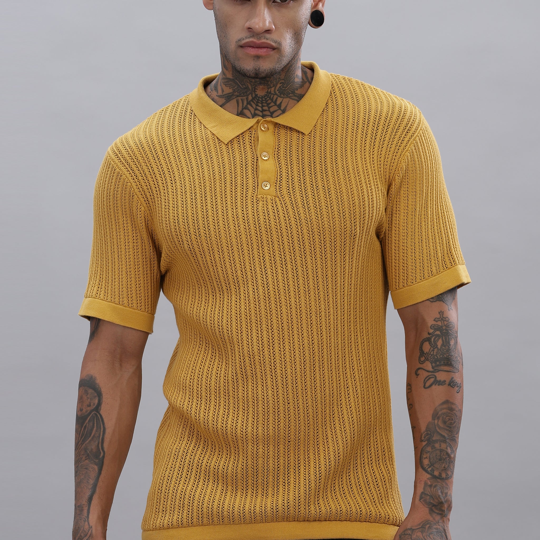 Knitted Polo Mustard T-Shirt