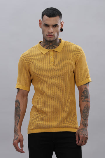 Knitted Polo Mustard T-Shirt