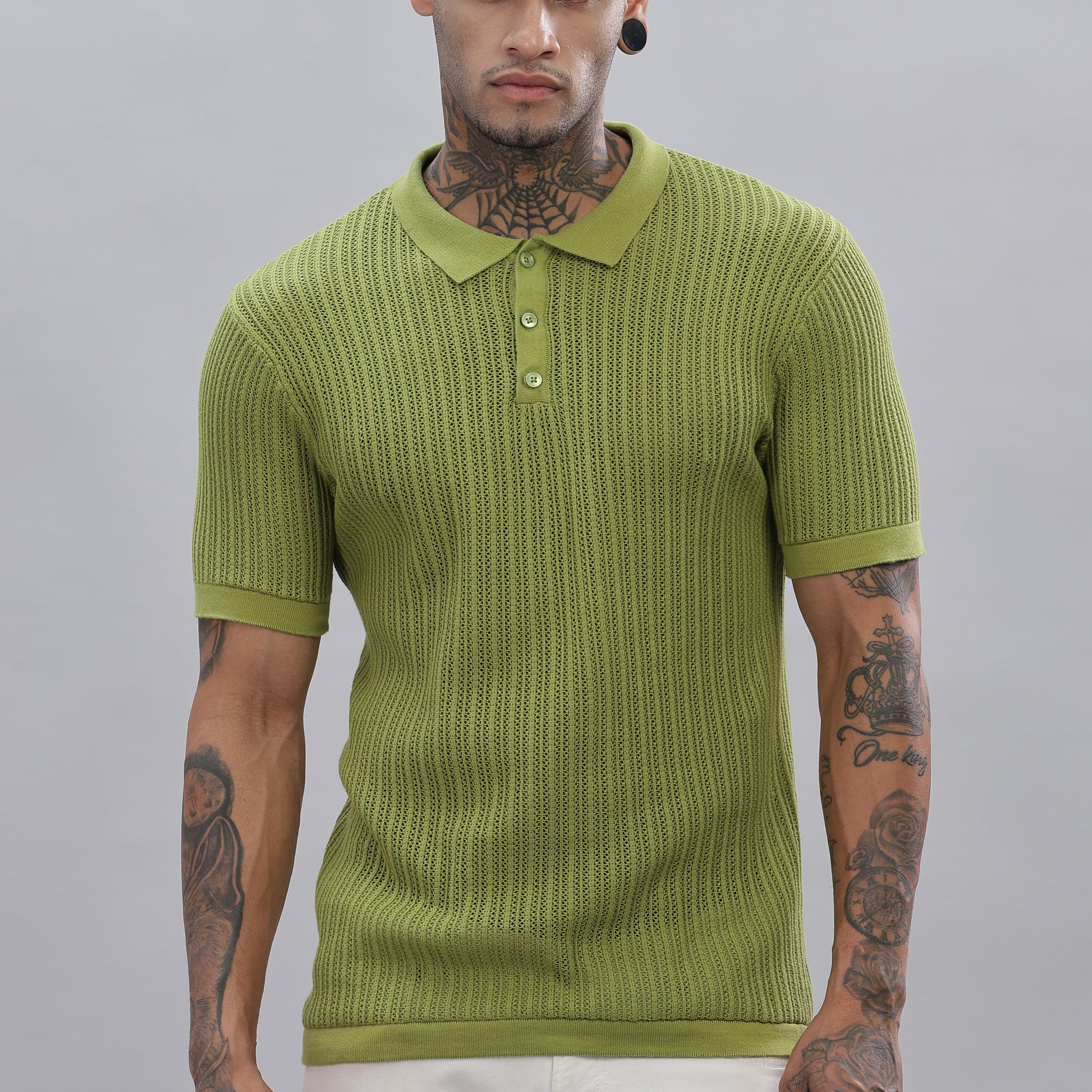 Knitted Polo Green T-Shirt